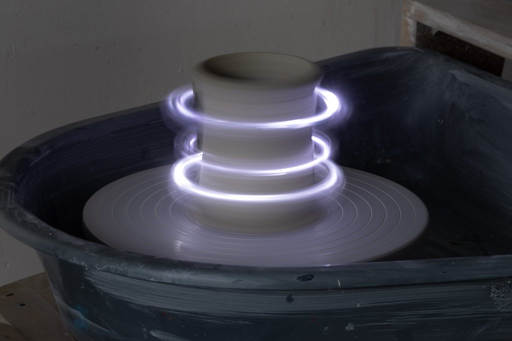 Pottery Wheel with Glowing Clay